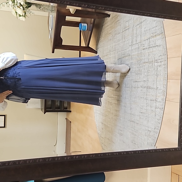 Size 14 STORMY blue mother midi dress by Azazie NWT - Picture 13 of 14